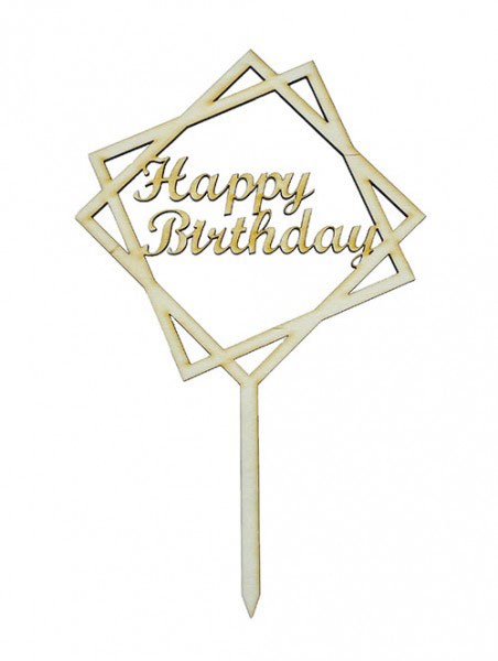 CakeTopper - Square Happy Birthday