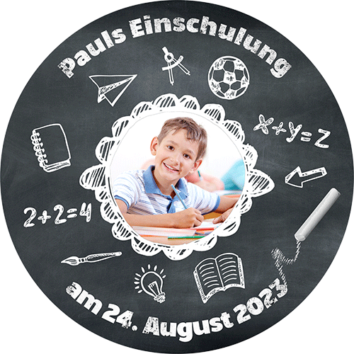Tortenbild zur Einschulung Tafel und Kreide