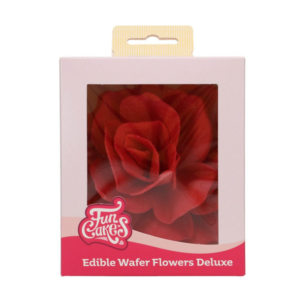 FunCakes Essbare Papierblumen Deluxe Rose Pastella Rot Groß