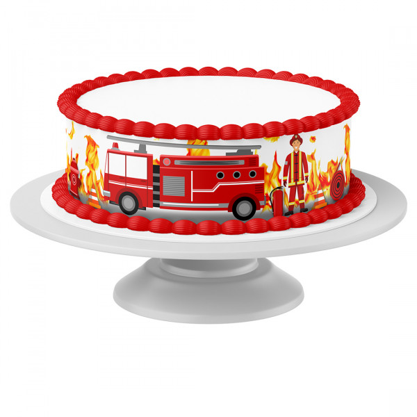 Tortenband Feuerwehr essbar - 4 Stück á 24cm x 5cm