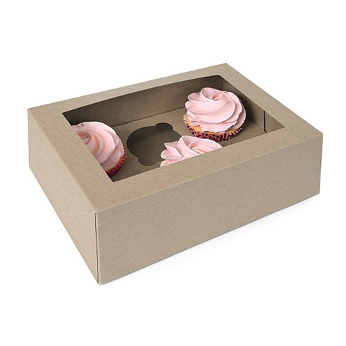 Kraftpapier 6er CupCake Boxen - 2 Stück