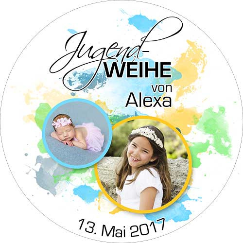 Picture Cake Topper Youth Consecrate motif Blotches Round