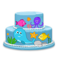 Fondant Kuchen-Tattoo - Meer Fondant Kuchen-Tattoo - Meer