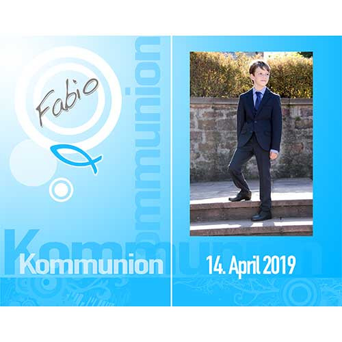 Tortenbild Kommunion - Konfirmation Rechteckig Motiv 14 Blau