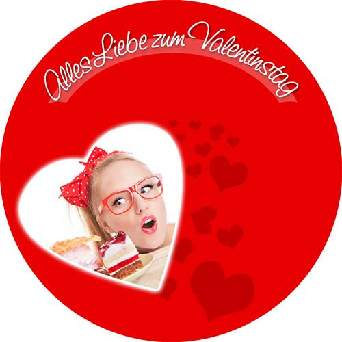Tortenbild Valentinstag Rote Herzen Rund