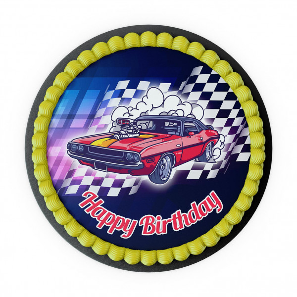 Picture Cake Topper Car 3 Round