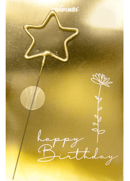 Wondercard - Geschenkkarte Gold - Happy Birthday Flower