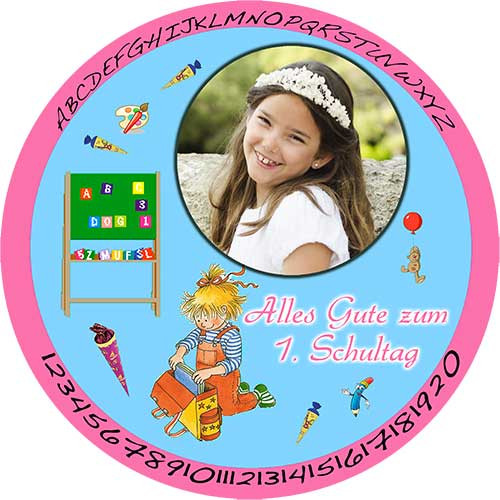 Picture Cake Topper school enrolment motif 3 Round