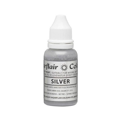 Sugarflair Edible Droplet Paint - Silver- 14ml