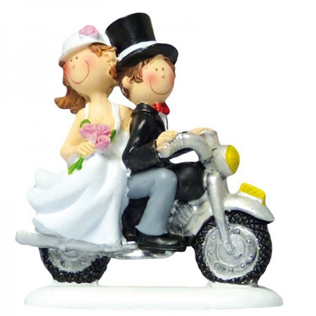 Tortenfigur Brutpaar auf Motorrad