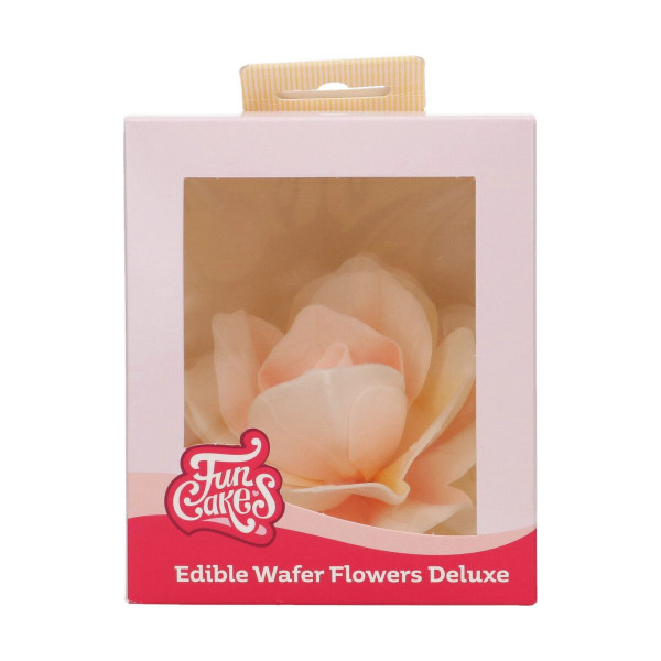 FunCakes Essbare Papierblumen Deluxe Rose Pastella Gelb/Orange Ombre Groß