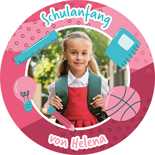 Picture Cake Topper school enrolment motif 3 Round