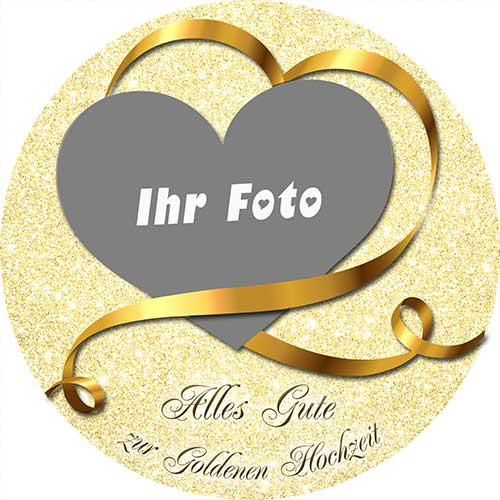 Tortenbild Goldene Hochzeit Glitter Rund