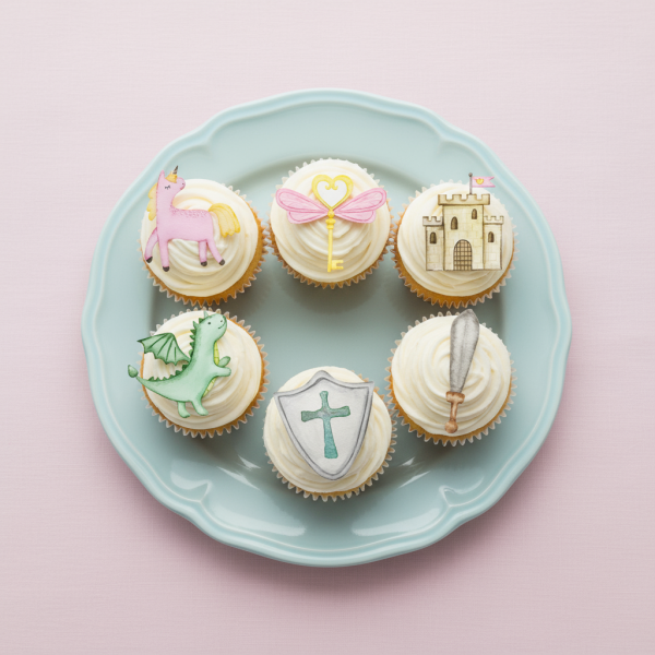 essbare CupCake Oblatenaufleger ausgeschnitten - Ritter Prinzessin