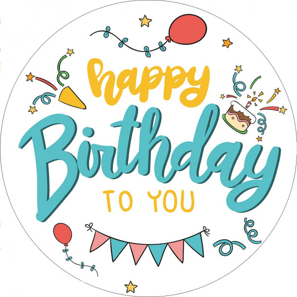 Picture Cake Topper Happy Birthday Round