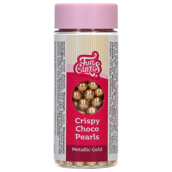 FunCakes Knusprige Choco Perlen - Metallic Gold