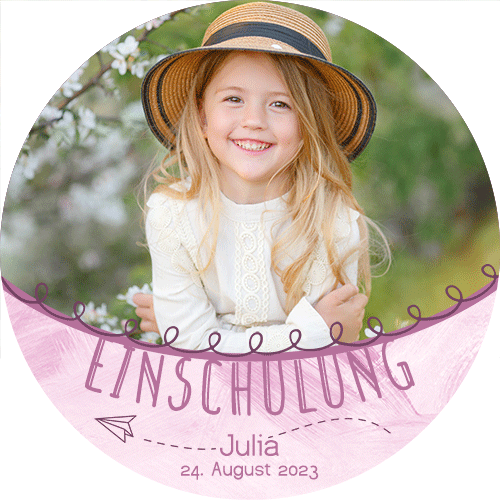 Tortenbild zur Einschulung Papierflieger - Rosa