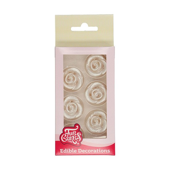 FunCakes - Marzipan Dekorationen - Silberne Rosen - Set 6-teilig