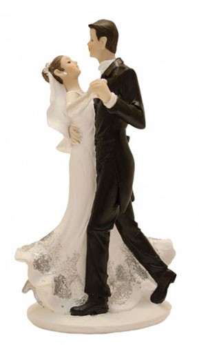 Tortenfigur tanzendes Brautpaar mit Silberdekor