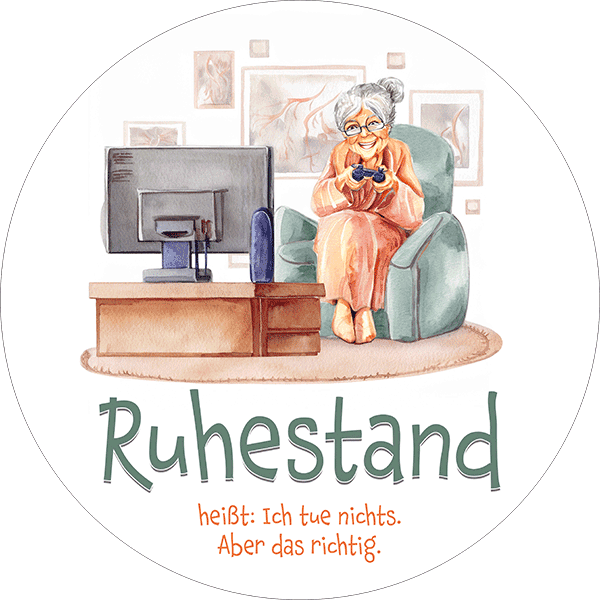 Tortenbild Rente - Ruhestand zockende Oma