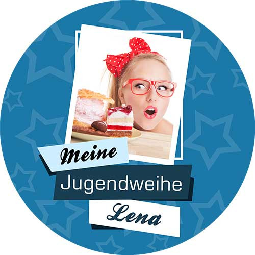 Tortenbild Jugendweihe Motiv Dunkelblau Rund