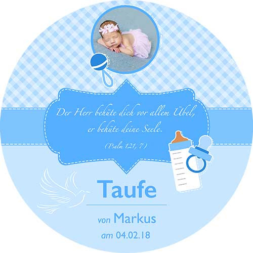 Tortenbild Taufe Rund Motiv 11 Blau