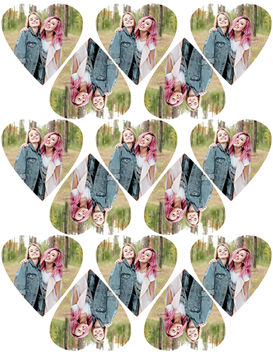 Printed wafers heart shape 6cm - 15 pieces