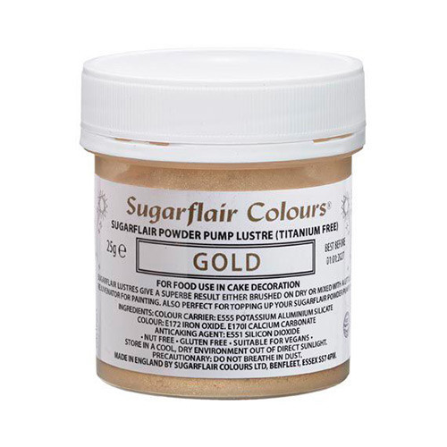 Sugarflair Pump Refill Glitzer - Gold - E171 free 25g