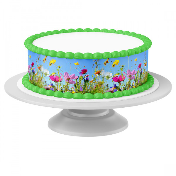 Tortenband Blumenwiese 1 essbar - 4 Stück á 24cmx5cm