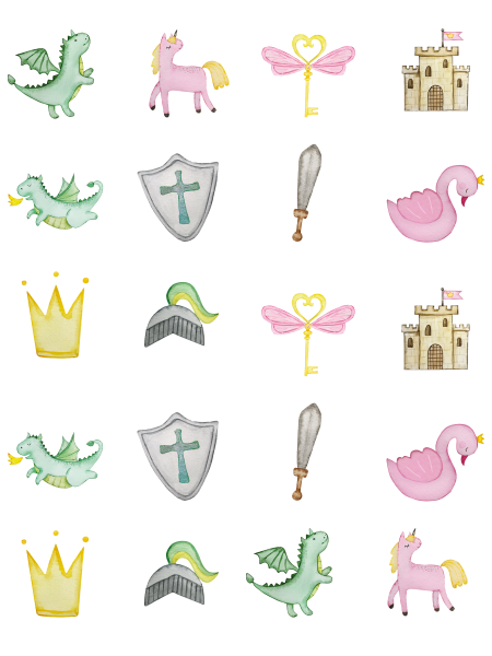 essbare CupCake Oblatenaufleger ausgeschnitten - Ritter Prinzessin