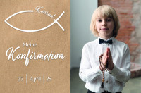 Tortenbild Konfirmation – Papier mit Foto & Fisch Tortenbild Konfirmation – Papier mit Foto & Fisch