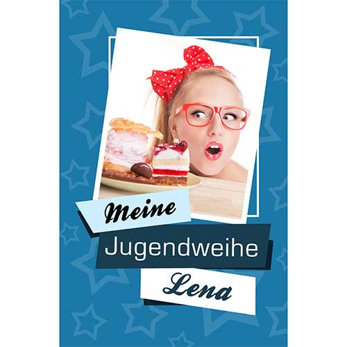Tortenbild Jugendweihe Motiv Dunkelblau Rechteckig
