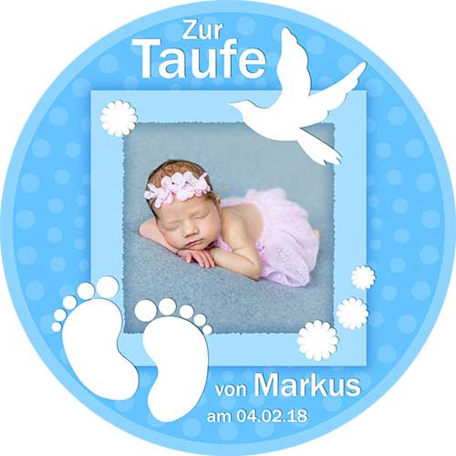 Tortenbild Taufe Rund Motiv 8 Blau