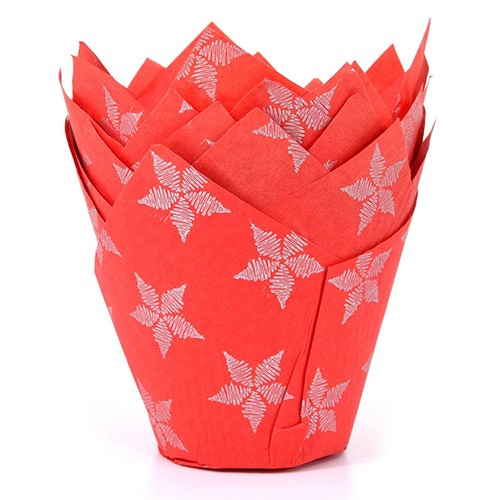 Muffin Cups Tulip - Stars Red