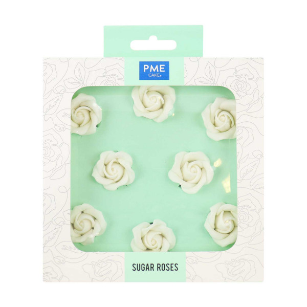 PME White Sugar Roses - 32mm - 8 pcs