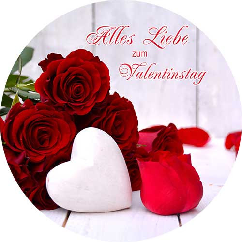 Picture Cake Topper Valentines Day Roses and Heart round