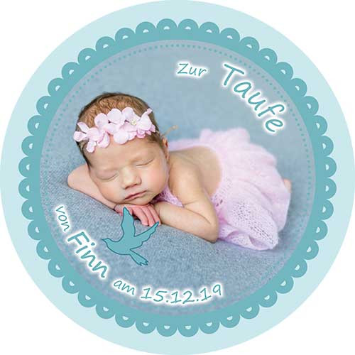 Tortenbild Taufe Rund Motiv 6 Türkis