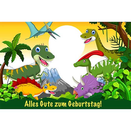 Picture Cake Topper Rectangular Dinosaurs