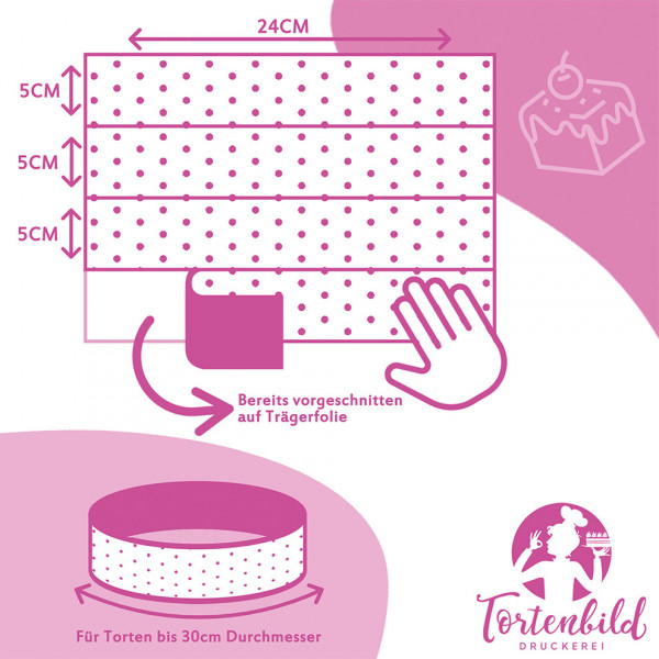 Cake Ribbon Ladybug edible- 4 Pieces á 24cmx5cm