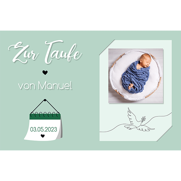 Cake picture Baptism Rectangular - Book picture Mint