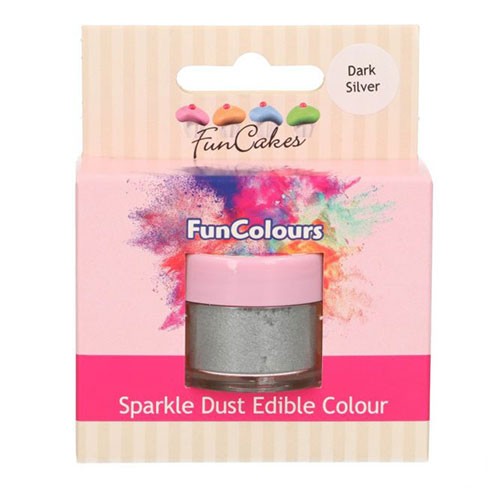 FunCakes Edible FunColours Sparkle Dust - Dark Silver