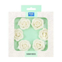PME White Sugar Roses - 45mm - 6 pcs PME White Sugar Roses - 45mm - 6 pcs