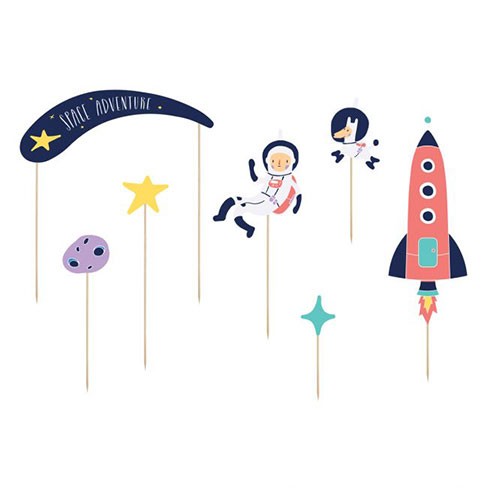 PartyDeco Cake Toppers Space Party