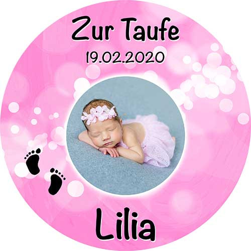 Tortenbild Taufe Rund Motiv Taufe Pink