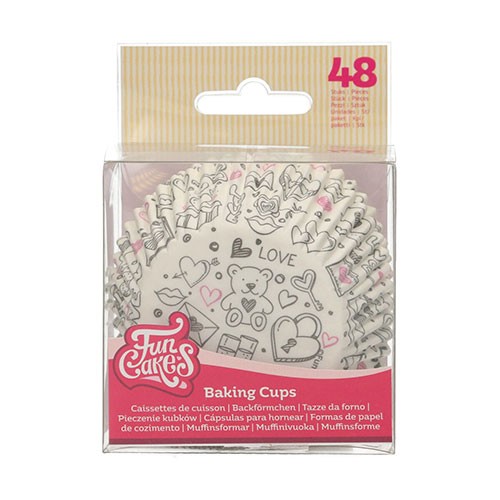 FunCakes Baking Cups Love Doodle - 48Pcs