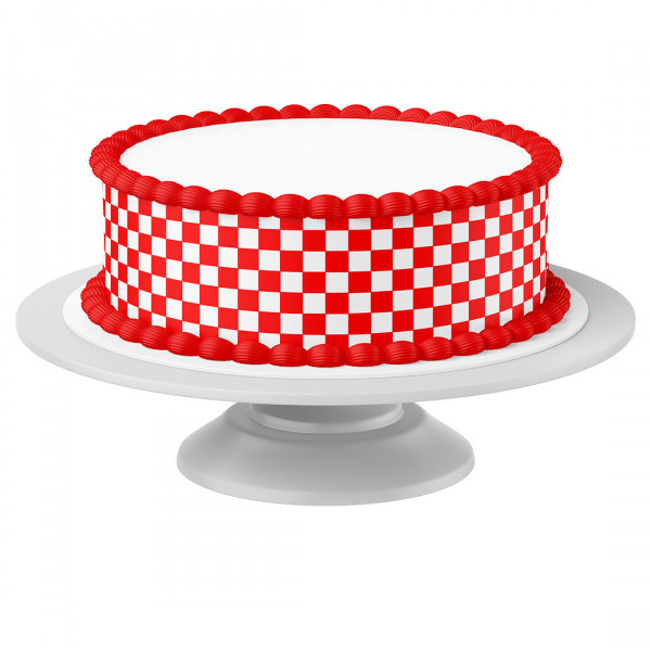 Tortenband-Checkered Flag-rot-essbar-4-Stück-á-24cmx5cm