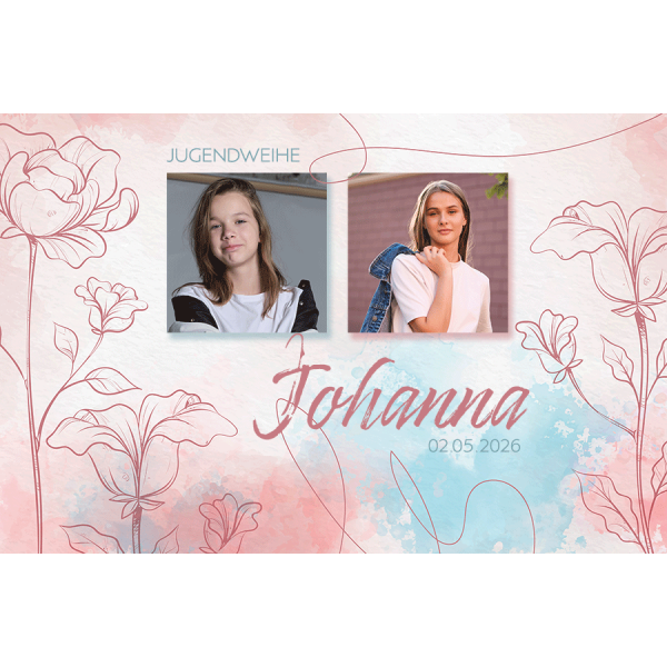 Tortenbild zur Jugendweihe Aquarell Blumen