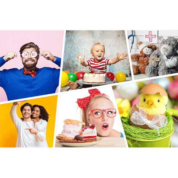 Tortenbild Collage Rechteckig - 6 Bilder