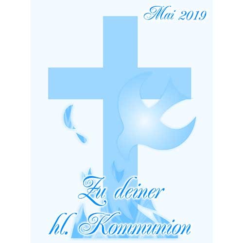 Tortenbild Kommunion - Konfirmation Rechteckig Motiv Kreuz Blau