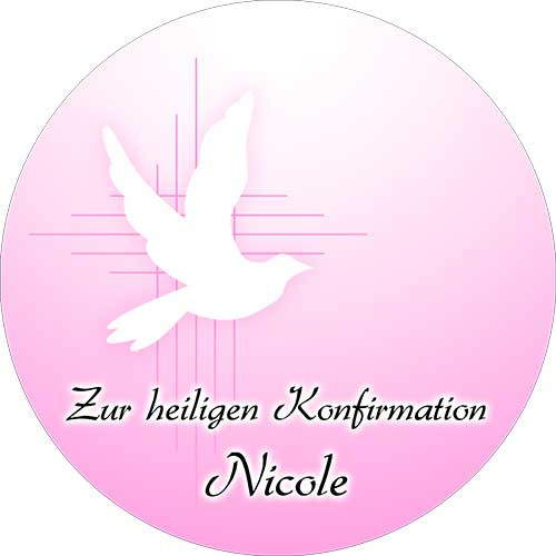 Tortenbild Kommunion - Konfirmation Rund Motiv Taube Rosa